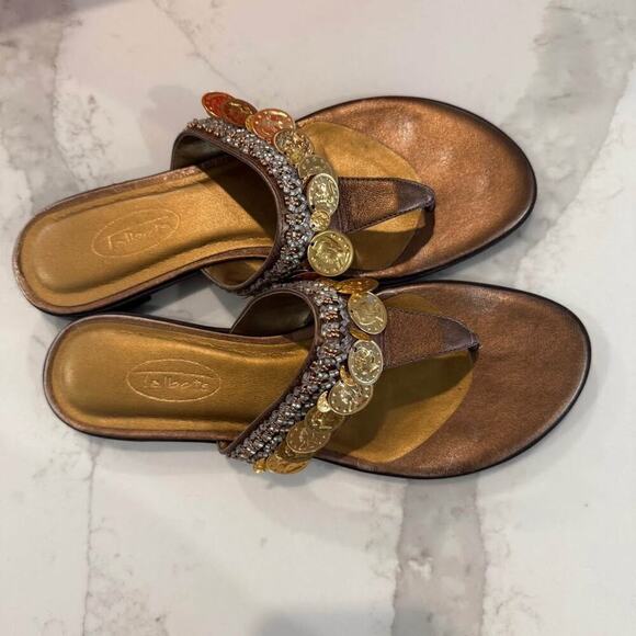 Talbots Leanne Flats Slide Thong Sandals Women’s Size 8M Leather Antique Bronze - Picture 4 of 9
